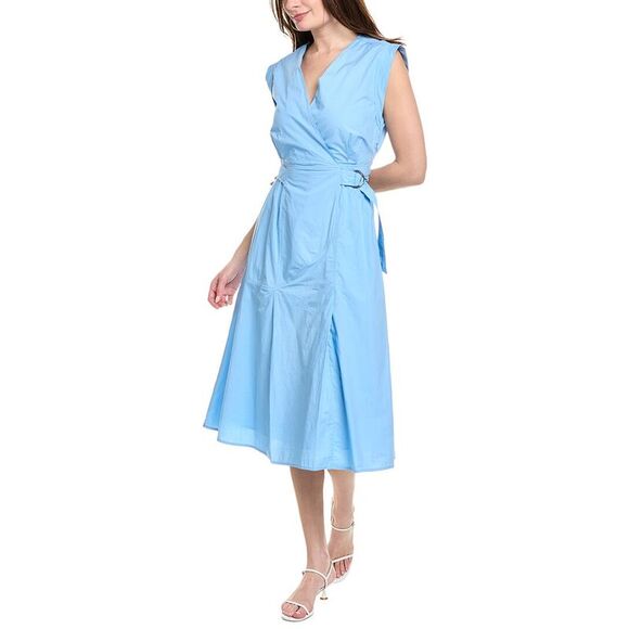 Derek Lam 10 Crosby WomensArabella Midi Dress, Blue
